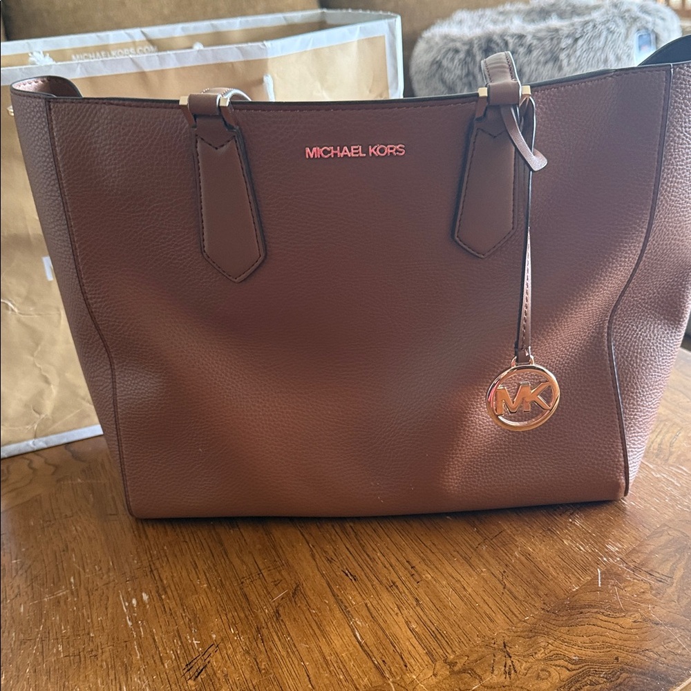 Michael Kors Chocolate Brown Pebbled Leather Tote